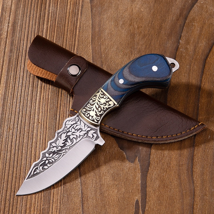 Blue Carved Fruit Knife Hunting Knife