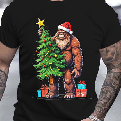 T-shirt Christmas Bigfoot, Casual Round Neck Short Sleeve