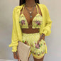 Women's Printed Beachwear Swimsuit Three Piece Set