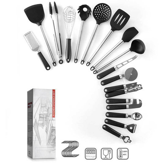 Kitchen Gadgets Cooking Silicone Spatula Spoon Set 16 Pieces