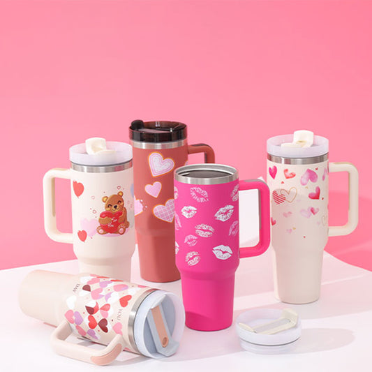40 Oz Tumbler With Handle Straw Insulated, Stainless Steel Spill Proof Vacuum Coffee Cup Tumbler With Lid Tapered Mug Gifts Suitable For Car Gym Office Travel