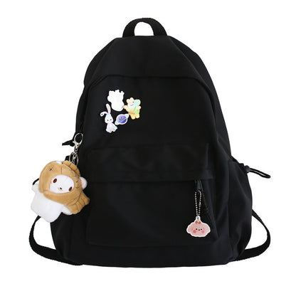 Women's Solid Color College Student's Large Capacity Schoolbag