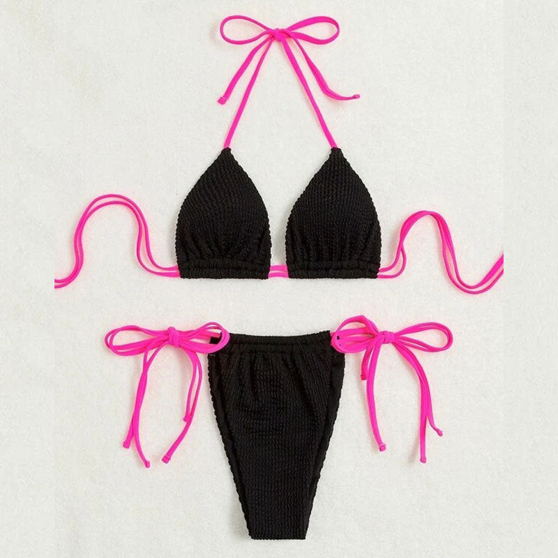 Halter Lace-up Split Swimsuit For Women Bikini