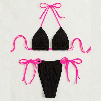 Halter Lace-up Split Swimsuit For Women Bikini