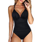 Solid Color Halter Thin Bikini One-piece Swimsuit