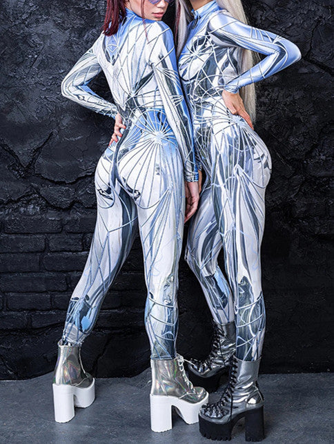 Digital Printing Halloween Cosplay Cosplay Clothes Unisex Wear Tight Long Sleeve Jumpsuit