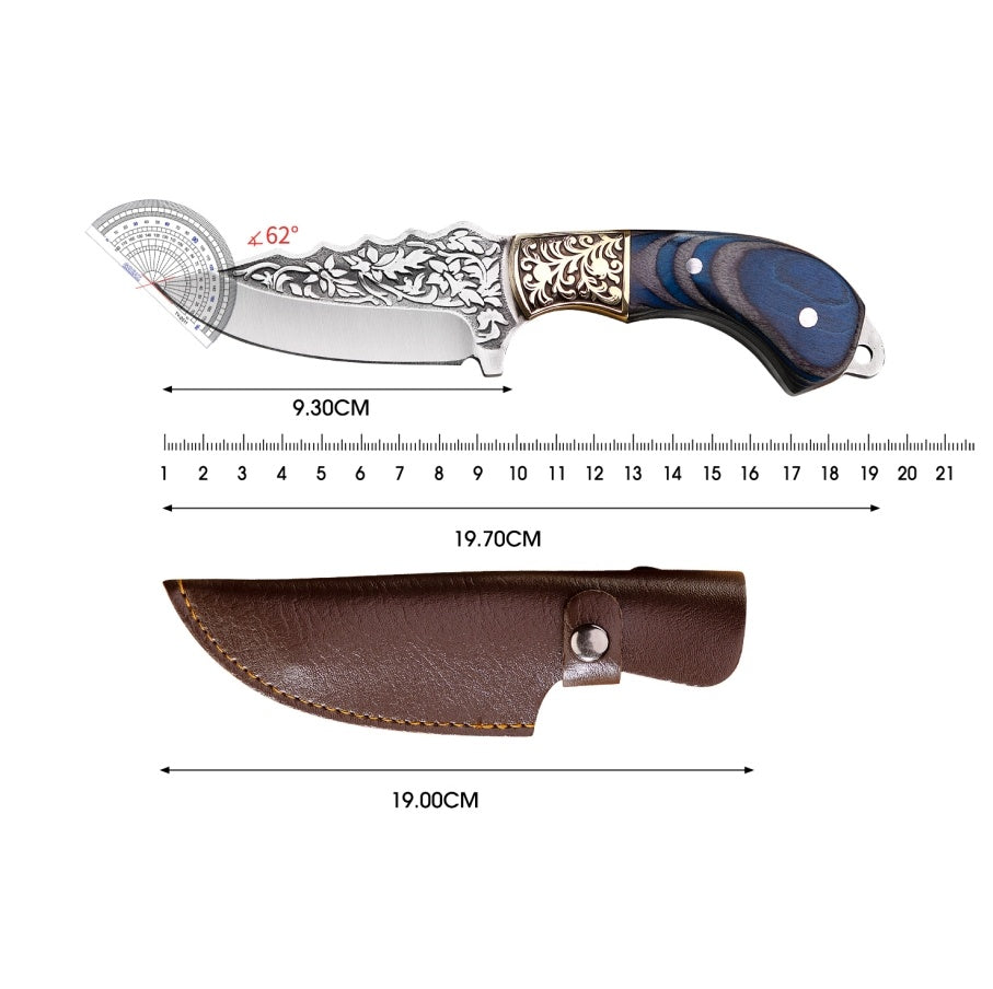 Blue Carved Fruit Knife Hunting Knife
