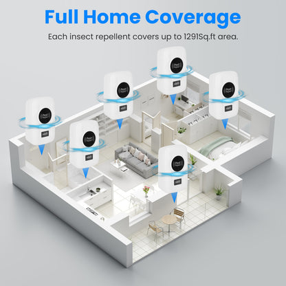 6 Pack 32-120KHz Ultrasonic Insect Repellent Indoor Plug In Bug Repellent Mosquito Roaches Mice Control With 3 Modes For Bedroom Garage Warehouse Office