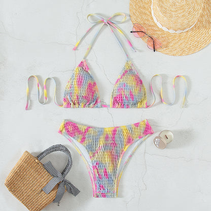 Multicolor Strap Split Two-Piece Bikini Beach Swimsuit