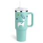 40 Oz Tumbler With Handle Straw Insulated, Stainless Steel Spill Proof Vacuum Coffee Cup Tumbler With Lid Tapered Mug Gifts Suitable For Car Gym Office Travel