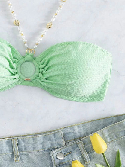 New Solid Color Halter Women's Beach Bikini