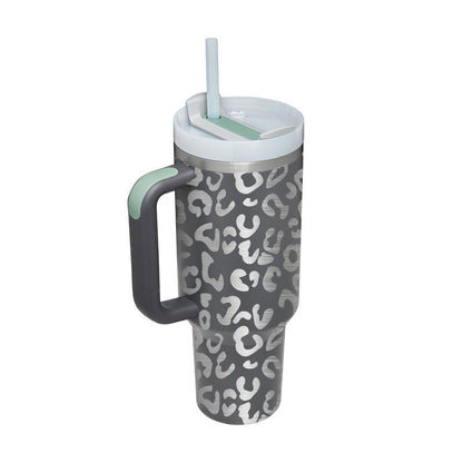 40 Oz Tumbler With Handle Straw Insulated, Stainless Steel Spill Proof Vacuum Coffee Cup Tumbler With Lid Tapered Mug Gifts Suitable For Car Gym Office Travel