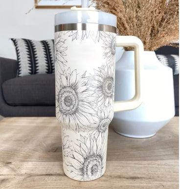 40 Oz Tumbler With Handle Straw Insulated, Stainless Steel Spill Proof Vacuum Coffee Cup Tumbler With Lid Tapered Mug Gifts Suitable For Car Gym Office Travel