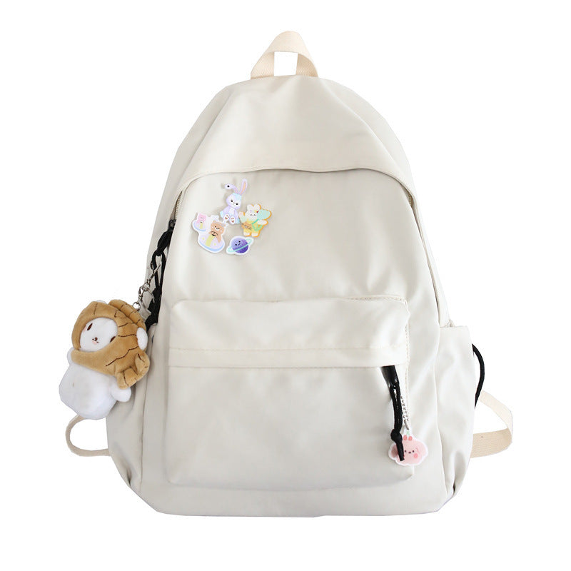 Women's Solid Color College Student's Large Capacity Schoolbag