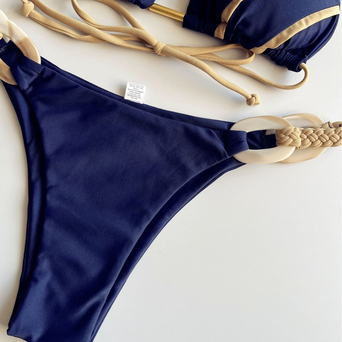 New Solid Color Lace-up Bikini Swimsuit