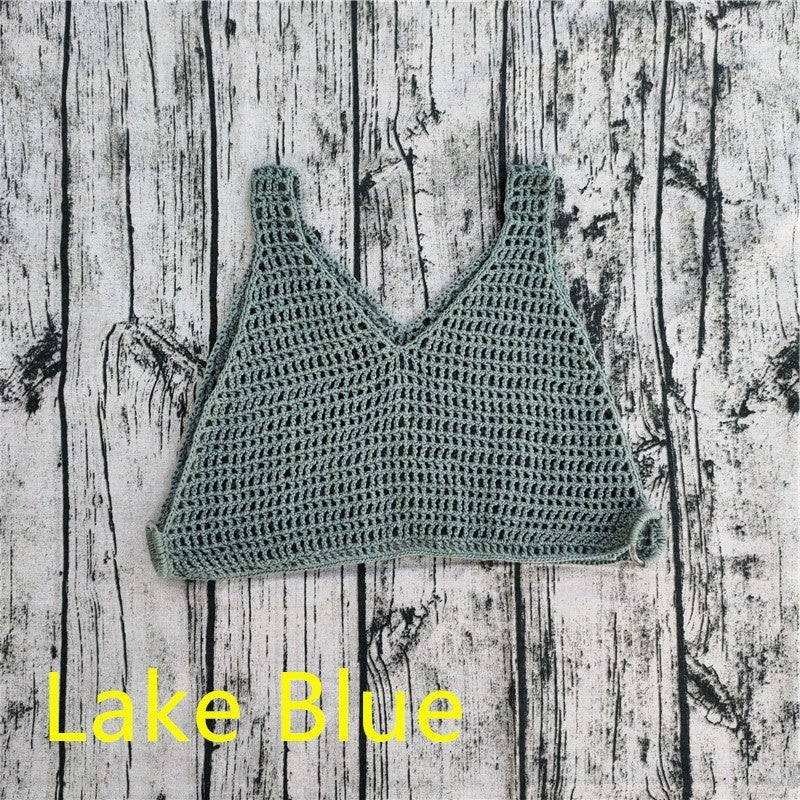 Handmade Crochet Beach Bikini Sweatshirt Swimsuit Cover Pants Set