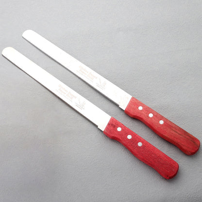 Red Wooden Handle Stainless-steel Bread Knife 10-inch Baking Cake Sliced Toast Tool Bread Saw Knife Coarse Texture Fine Teeth