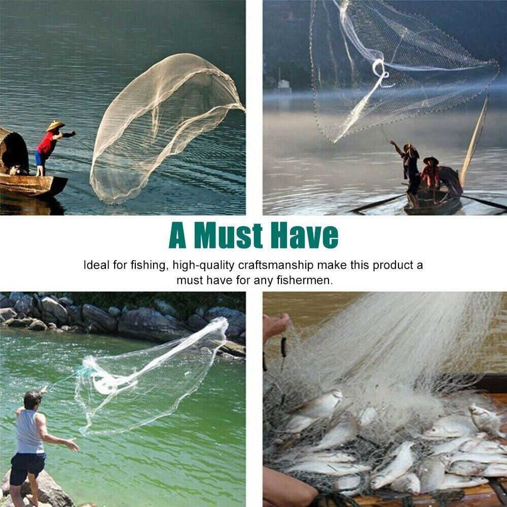 Fishing Cast Net Bait Easy Throw Hand Cast Strong Nylon Mesh