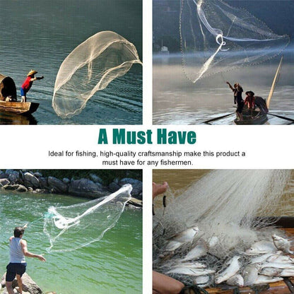 Fishing Cast Net Bait Easy Throw Hand Cast Strong Nylon Mesh