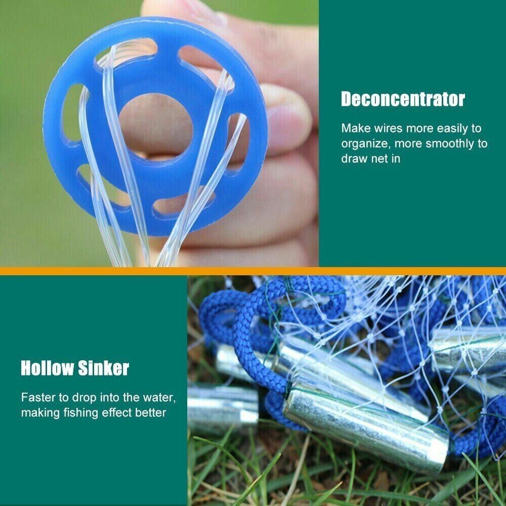 Fishing Cast Net Bait Easy Throw Hand Cast Strong Nylon Mesh