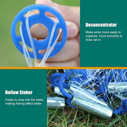 Fishing Cast Net Bait Easy Throw Hand Cast Strong Nylon Mesh
