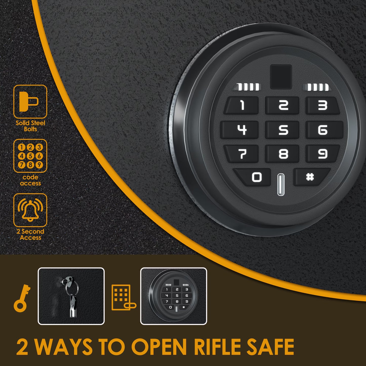 Home Rifle And Pistols Gun Safe With LED Light And Alarm System,Digital Keypad Lock,Quick Access 4-5 Rifle And 2 Pistol,Long Gun Cabinet With Removable Shelf,Built-in Small Cabinet
