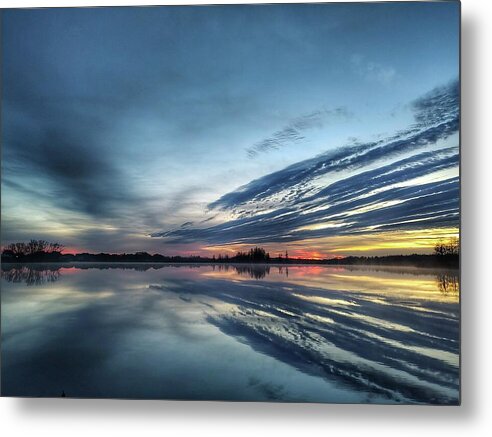 Stretched Sunrise Reflection  - Metal Print